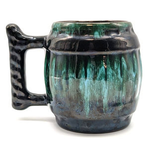 Blue Mountain Pottery Barrel Mug with Handle Drip Glaze Redware Mid Century
